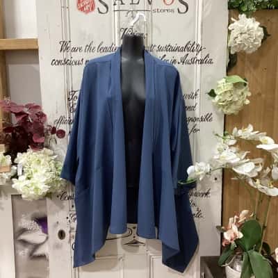 VEDUCCI BRAND! WATERFALL COLLAR OUTERWEAR! MADE IN AUSTRALIA! STUNNING SHIRT JACKET! HIGHLY SOUGHT AFTER LABEL GIANTS! Womens  Size 14 Blazer Blue 