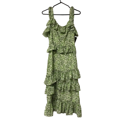  Womens Alexia Admor Size 8 Midi Dress Green / White 