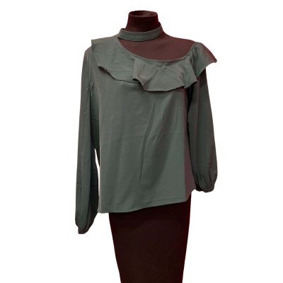  Womens  Size 12 Green Off the Shoulder Top 