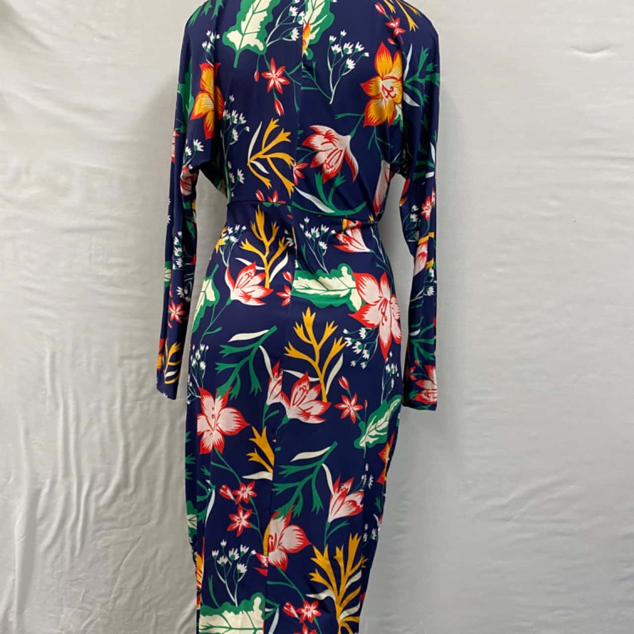 Zara Womens Size 10 / M Bodycon Dress / Floral Dress / Midi Dress Floral /  Navy Blue (s)
