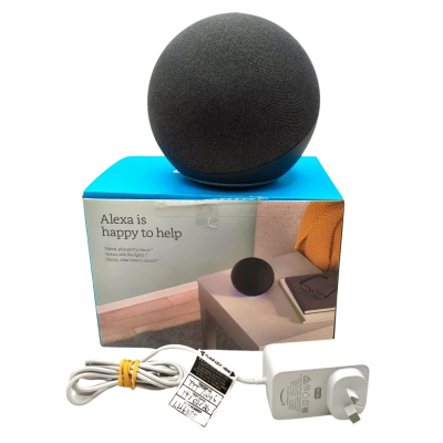 "Alexa" Smart Speaker In Box With Mains Charger Tested & Tagged For Electrical Safety But not Tested In use - Priced To Be As Is  (mixed elec)