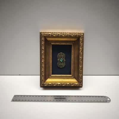 Framed Vintage Gold Tone Filigree Brooch Art Picture Frame Image Art Gallery