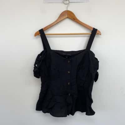 Cue Black Button Up Cami Top Size 14 