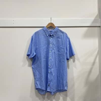 Gazman Mens  Size XXL Short Sleeve Shirt Blue / Checked / White 