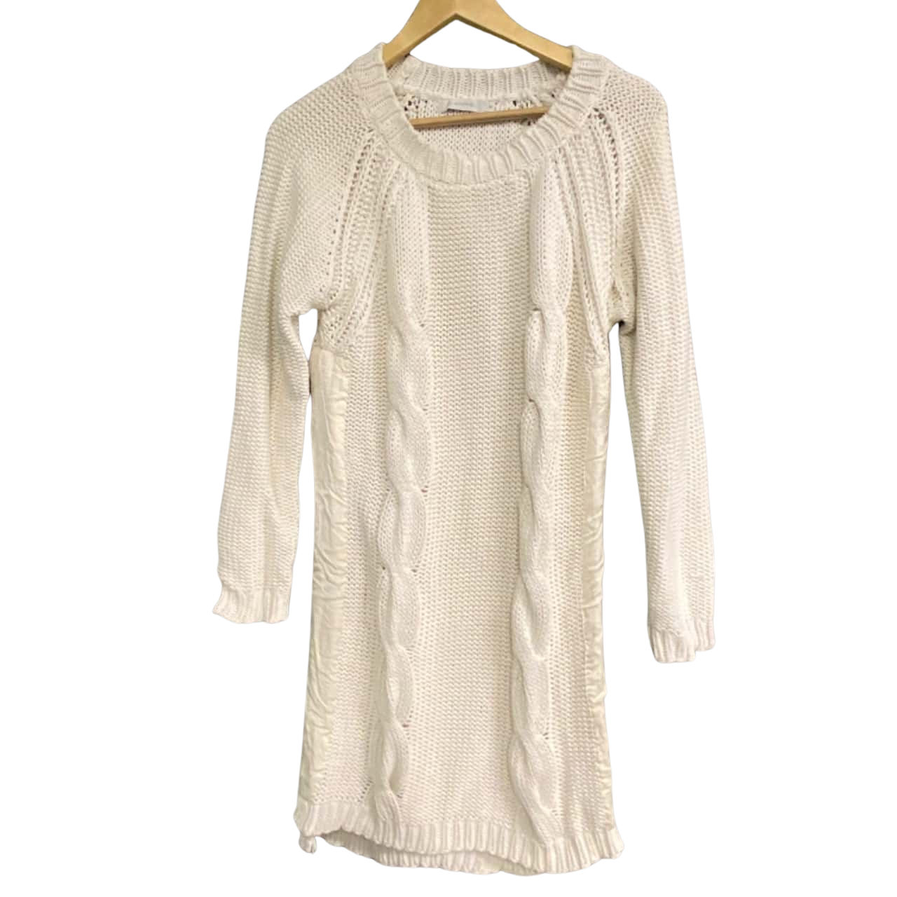 FLANNEL Womens Size M Long/Jumper/Sweater Dress Cream Cotton/Silk Blend
