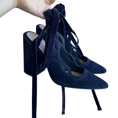  MIMCO Ladies Womens Navy Blue Suede Lace Up Pumps Size 37 