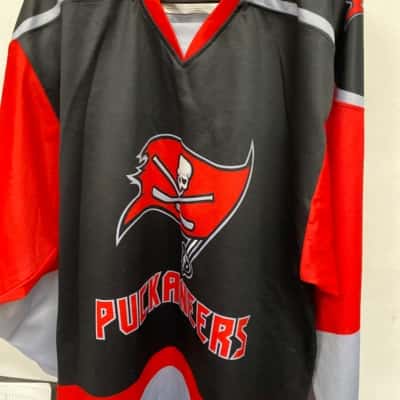 Puckaneers Mens  Size L Jersey Black  / Grey / Red 