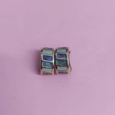 Multicolored Gold Tone Clip on Earrings