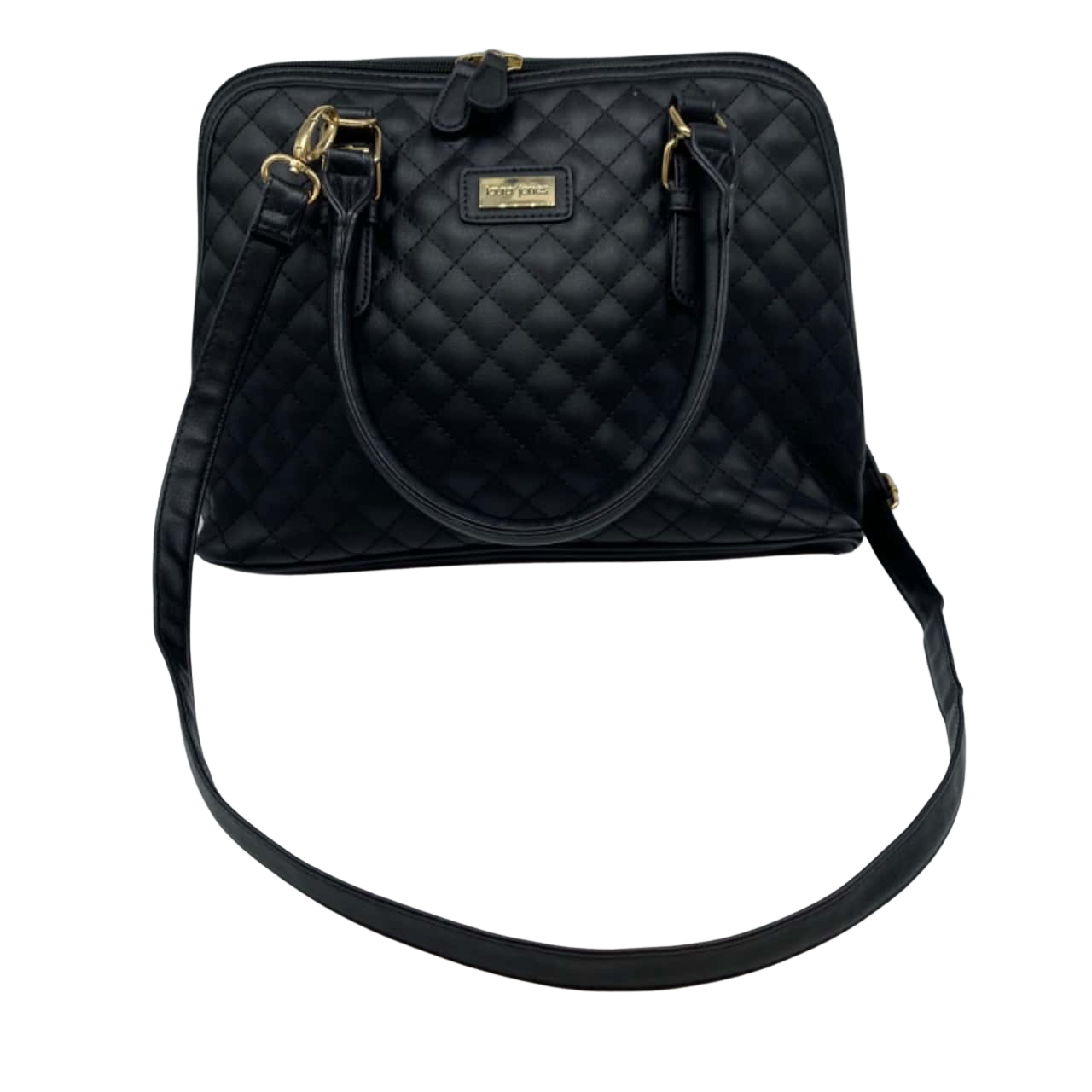 Laura Jones Womens Handbag / Shoulder Bag Black Quilted 32 cm x 23 cm