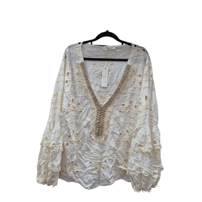  Womens  Size XL Long Sleeve Top Cream / White 