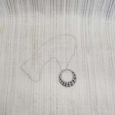  Super Classy Art Deco Style/ Silver Tone /Open Circle /Diamond /Checkerboard Pattern /Black & Clear Diamante Pendant on a Silver Tone Chain Necklace 