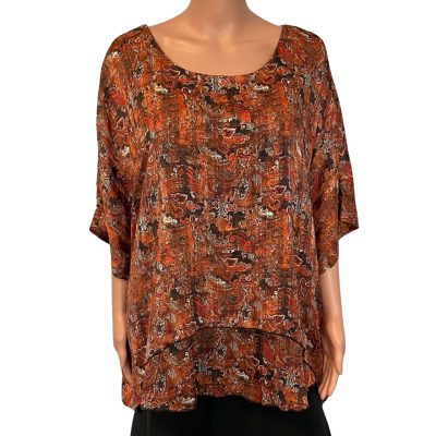 Liz Jordan Womens  Size 16 Top Burnt Orange / Pattern 