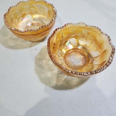 2x Carnival Glass "Grape Leaf" Bowls 