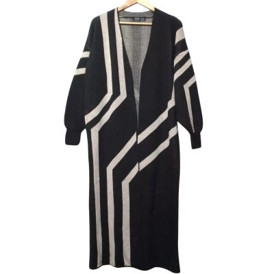 Refka Women's  Size S/M Black and Beige Longline Cardigan 