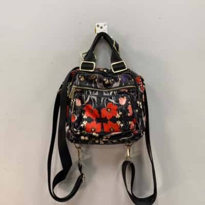  Womens Backpack / Handbag Black  / Floral 
