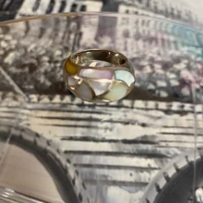 925 Silver ring with pearl top look- please read description 