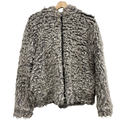 TOG 24 Grey Faux Fur Grey Hoodie Size M