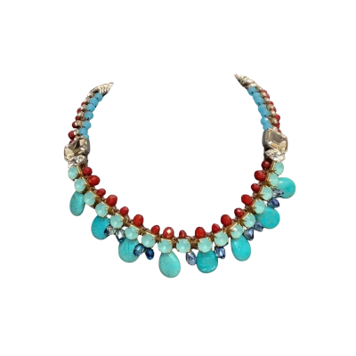  Womens Beaded Necklace With Turquoise Stones
