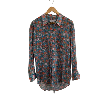 Sportscraft Womens  Size 14 Button Up Top / Long Sleeve Top Floral / Multicoloured / Navy Blue 