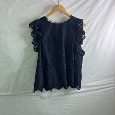Forever New Womens  Size 16 Blouse Navy Blue 