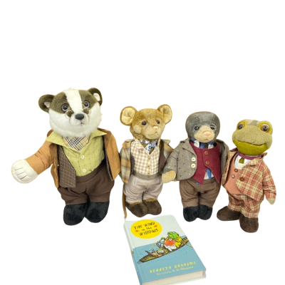 Charlie Bears set of 4+book Wind in the willows( Preloved Charlie Bears)
