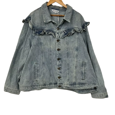 Proud Poppy Clothing Womens Tessa Ruffle Denim Jacket in Light Blue Wash Size 26 