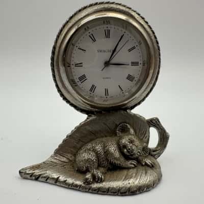 Sleeping Koala Australian Pewter Miniature Souvenir Clock
