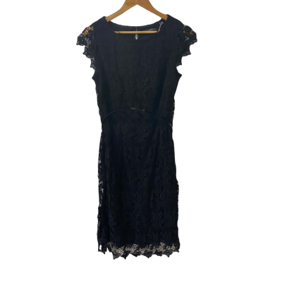 Espirit Womens  Size 14 Short Sleeve Dress  Black  