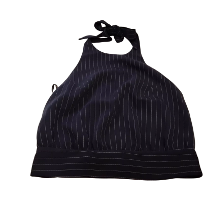 Kookai Womens  Size 10 Halter Neck Top Navy Pin Stripe