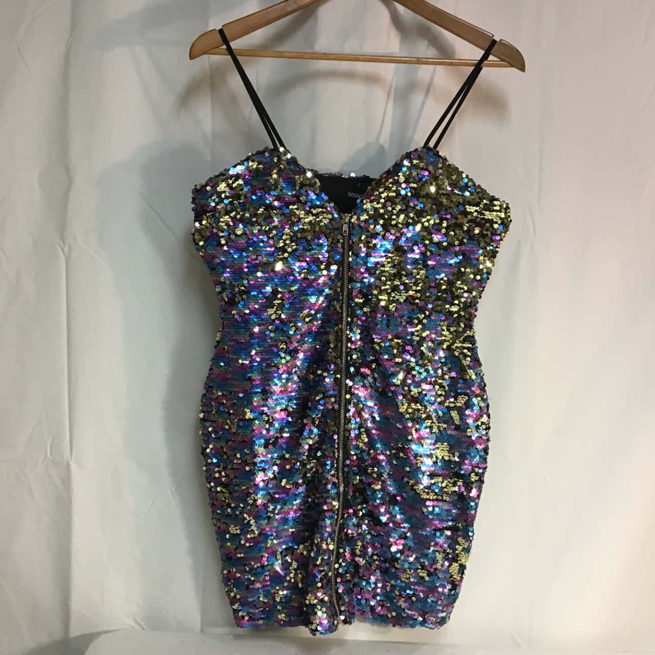 Boohoo Womens Size 12 Mini Sequin Dress Blue / Gold / Pink (s) - Used Good  | Salvos Stores