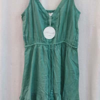 Miracle Womens  Size 12 Shoestring Strap Dress Green 
