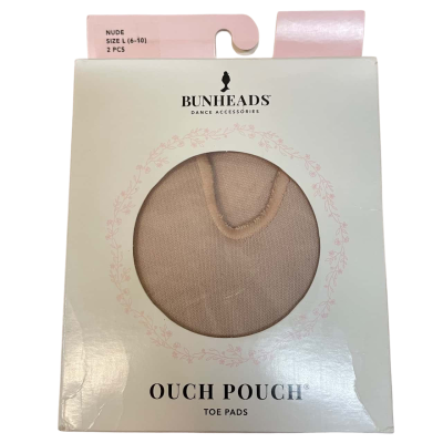 Bunheads Dance Accessories Ouch Pouch Toe Pads Nude Size L Two Piece
