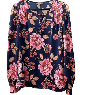 Review Womens  Size 12 Long Sleeve Top Floral / Navy Blue / Pink  