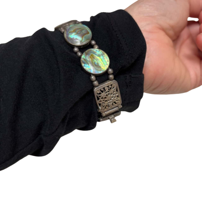  Vintage Bracelet Abalone & Sterling Silver 