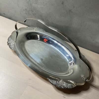 Vintage Triple Plate Silver Serving Tray 