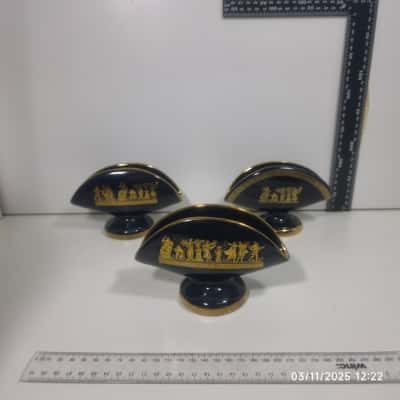 24k Greek Nakin Holders Trio Porcelain 