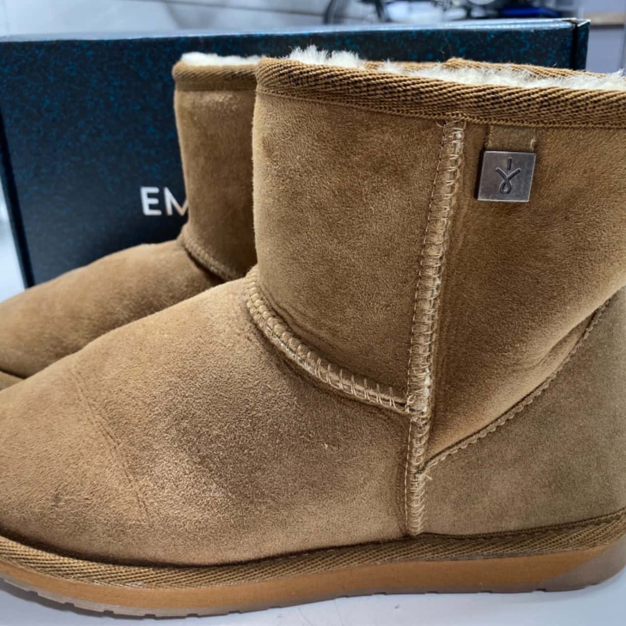 EMU Australia Beige Leather Ankle Boots