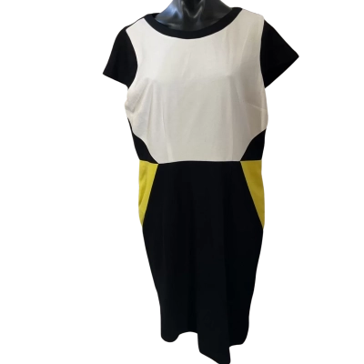 Jane Lamerton Womens  Size 16 Midi Dress Black  / White / Yellow 