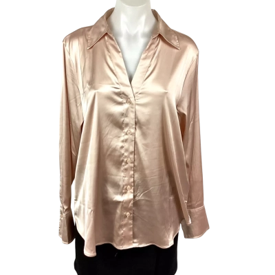 H&M Womens  Size M Long Sleeve Shirt Rose Gold 