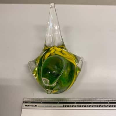 Roskvist Green And Yellow Glass Bird