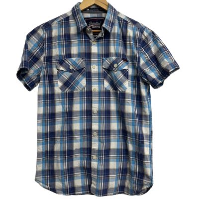 Superdry Mens Size M Blue Checked Shirt 