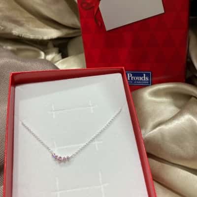 Prouds Pink stone  Womens Necklace Silver 925