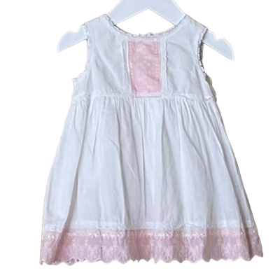  Collette Dinnigan ‘Enfant’ Baby White Dress with Pink trim; Size 0-3m 