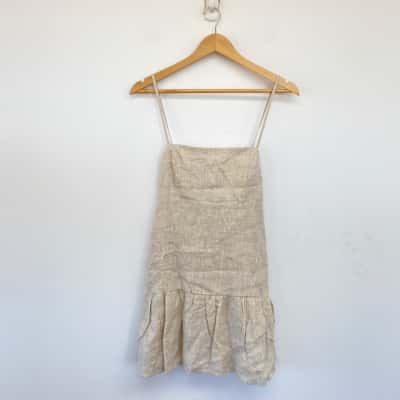 AERE Natural Beige Strappy Mini Dress  Size 10 