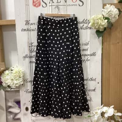 Sportsgirl Brand! BNWT Womens  Size 10 Wide Leg Pants Black  / Pattern / Polka Dot / White 