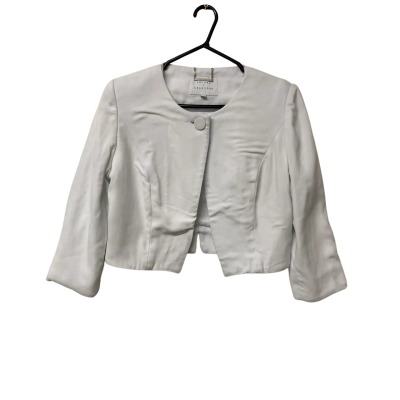 Womens Anthea Crawford Size 10 Cropped Jacket White 