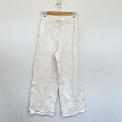 Princess Polly White Floral Denim Wide Leg Jeans  Size 8 