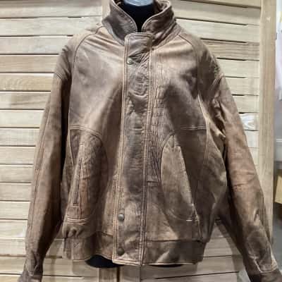 Roger David Mens Size 44 Brown Lamb Skin Bomber Jacket 