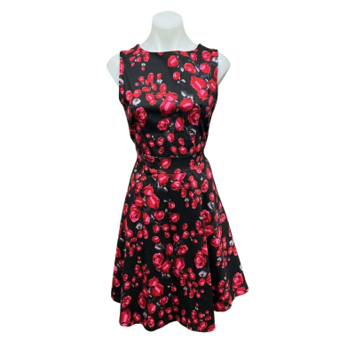 Mixinni Womens Size M Midi Dress Black  / Grey / Red 
