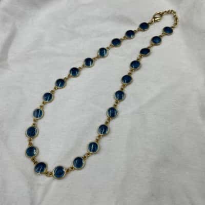Blue Stone and Gold Tone Necklace 